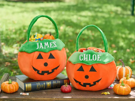 Halloween Basket for Boys, Custom Embroidered Trick or Treat Bag